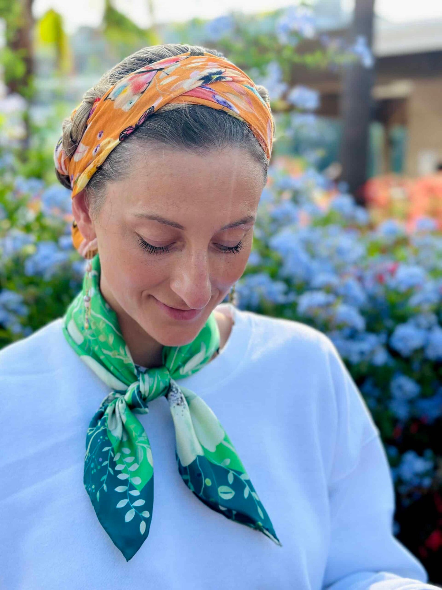Green Garden Silk scarf/BELLA&VOSS