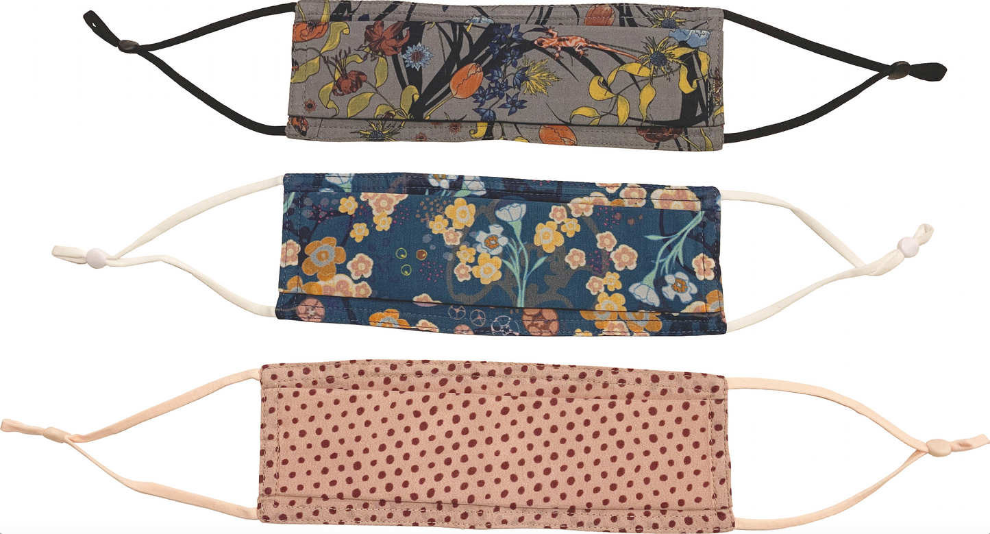 Mundbind i Bomuld med 3 feminine prints